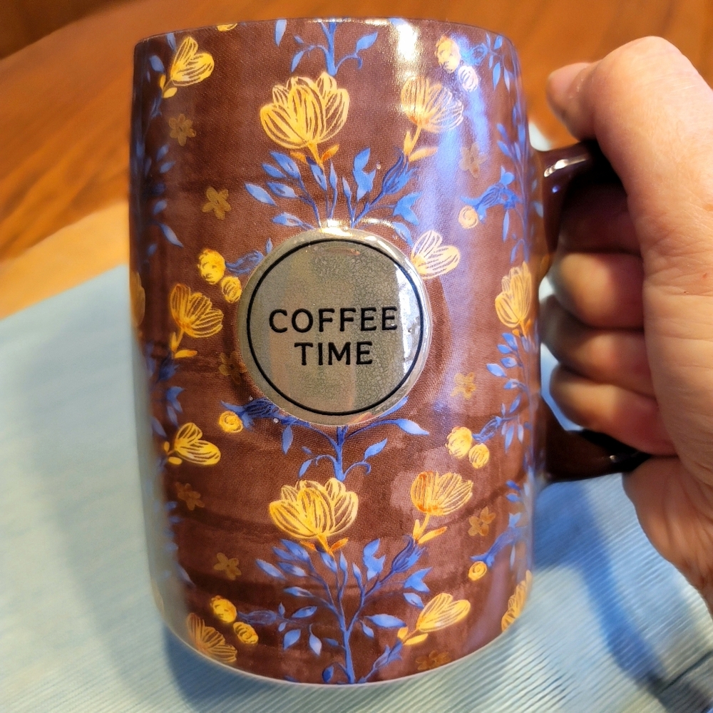 COFFEE TIME Oversize Floral Ceramic Mug Cup